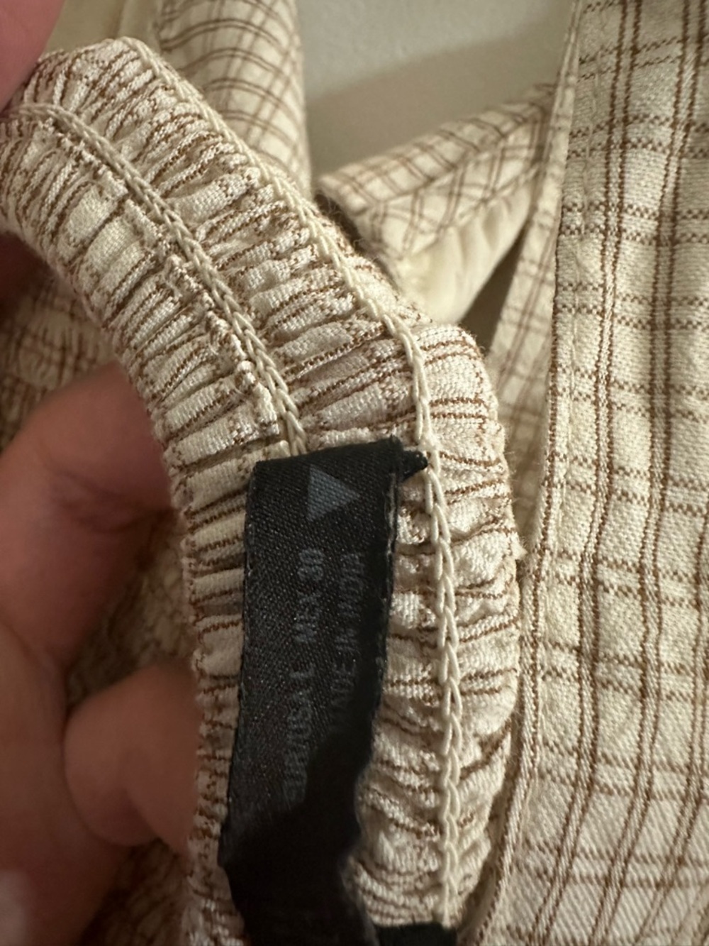Zara Gingham Fit-and-Flare Button Front Sundress in Beige - Picture 2 of 3